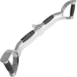 HR Sports & Fitness Imported Pro-Grip LAT Bar with rubber grip and Chrome finish | Double D Handle | Cable Machine Attachment-4