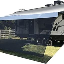 Tentproinc RV Awning Sun Shade Screen 8' X 7' 3'' (Fit for 8' Awning) Mesh Screen Sunshade Complete Kits Motorhome Camping Trailer Awning Sunscreen UV Sun Blocker - 3 Year Warranty (Black)-image-0