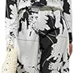 Women's Abstract Print Co-ords Set - Long Sleeve Open Collar Shirt and Wide-Leg Pants Ensemble-picture-7