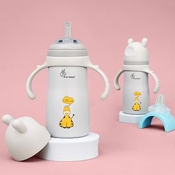 R for Rabbit Steebo Tiny Tales Premium Stainless Steel Straw Sipper for Baby, Leak & Spill Proof BPA Free Soft Silicone Straw Drinking Sipper Bottle for Baby Boy & Girl of 6+ Months (270ml, Beige)-image-85