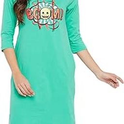 Women's Cotton Printed Short Hoodie Night Dress with Pocket-image-29