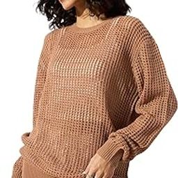 Beige Oversized Crochet Sweater-image-62