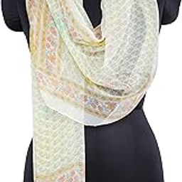 Men's and Women's Silk Chiffon Soft Stole Scarf Neck Wrap HIJAB for Summer Winter (Off White, 50 x 180 cms)-50