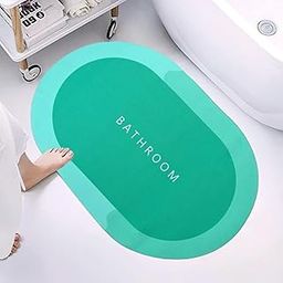 Cortina Premium Silicon Oval Door Mat, Bathroom Carpet, Cushion Mat Super Absorbent Soft Carpet, Quick Dry Dirt Barrier for Home, Office, (60X40), Turquoise-21