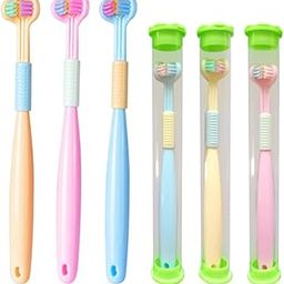 Toothbrush for Kids, 3Pcs Multi-sided Bristles Toothbrush Soft Bristles Toothbrush with Intergrated Tongue Scraper Autism Toothbrush Dental Care Toothbrush-image-59