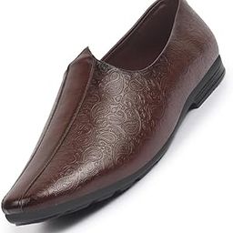 Basics Men's Textured Floral Prints Slip On Ethnic Juttis and Mojaris (Brown, Numeric_9)-picture-16