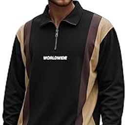 || Mens || Printed || Polo Neck || Half Zipper || Full Sleeve || Cotton Blend || Polo T-Shirt-image-91