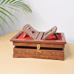 Santarms Foldable Wooden Rehal Quran Box and Holy Books Stand | Book Stand for Reading | Holy Book Stand | Quran Stand | Ideal Gift for Brides | 1 Piece-picture-25