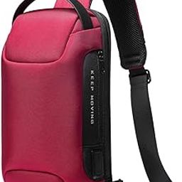 Unisex Adult Multifunctional Polyester Material Water Resistant Sling bag with USB Charging (Red)-image-30