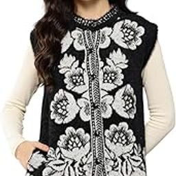 aarika Womens Winter Wear Black Colour Embellished Woolen Cardigan-picture-25