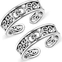 925 Sterling Silver BIS Hallmarked Adjustable Antique Oxidized Toe Ring for Women-image-43