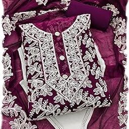 Women's Chanderi Cotton Dress Material Suit With Embroidery Work-image-24
