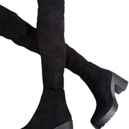 Fashion Over Knee High Womens Boots Platform Block Heel Pull On Heels Stylish Solid Heels Long Boots For Womens & Girls-image-32