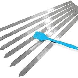 W.A Bakers Stainless Steel Flat Kebab Skewers, 19 inch Turkish Skewers, Perfect for Kebab, Turkish Style and paneer Tikka BBQ with one -Brush - Free - (Pack of 6pcs)-image-86