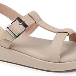 Women's T-Strap Platform Sandals with Buckle-picture-47