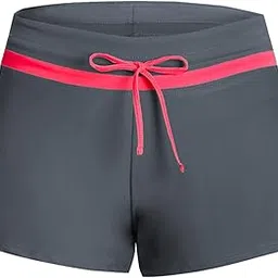 qingyuan Women Adjustable Drawstring Swim Shorts with Brief Lining Design Ladies Swimwear d Shorts Pink-picture-14