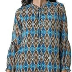 soch Womens Olive Tie-Up Neck Printed A Line Chiffon Tunic-picture-34