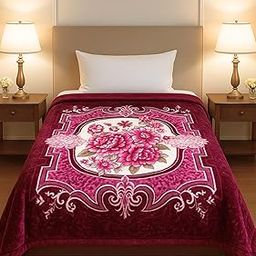 Signature® Andrew Super Soft 2-Ply Mink Blanket | Single Bed Cozy Blanket for Moderate Winters | Ultra Plush Luxury Blanket (160 × 220 cm). (Velvet Bloom)-image-4