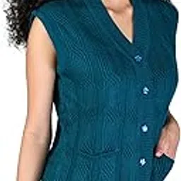 lady willington Women's Wool V-Neck Cardigans (PUREWOOLRAINBOWSEMIHALFSLEEVECOTTY_Peacock_XL)-picture-21