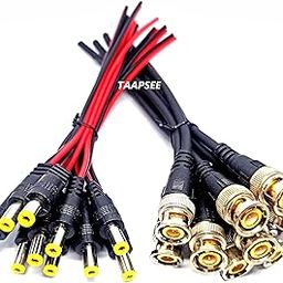 TAAPSEE (20pack 10 Pieces BNC Cable (Black) with Copper Wire and 10 Pieces DC Power Male (Red-Black) Cables with 2.1mm Connector for Surveillance CCTV Camera-image-8