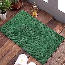 A Cube Luxury Solutions Reversible Cotton Mats Elegant 40x60cm Rectangular Bath mats for Door or Floor. Luxurious, Durable, and Stylish. (Green, 40x60cm)-11