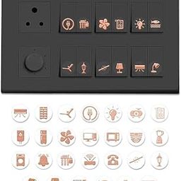 Viraaji Golden Switch Board Stickers for Home and Office - 330 Self Adhesive Electric White Switch Board Covers, Vinyl Transparent Stickers for Lightbulb, Fan, AC, Stickers (Rose Gold_s)-image-24