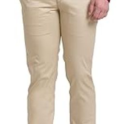 Men's Pure Cotton Solid Pattern Super Slim Fit Flat Front Formal Chinos-picture-23