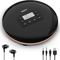 HOTT CD711T Bluetooth Rechargeable Portable CD Player for Home Travel and Car with Stereo Headphones and, Anti Shock Protection-Black-image-2