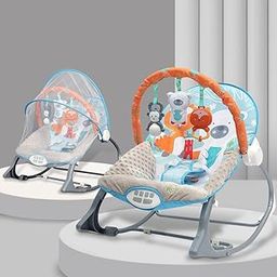 INFANTSO Baby Rocker & Bouncer for 0 to 2 Years (Blue), Portable Rocker for Newborn with Mosquito Net, Calming Vibrations, Soft Music & Hanging Toys-15