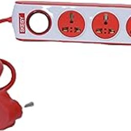 EXT-401 Switch Universal Surge Protector with 4 Socket 1 Switch (White,Red,2.5m) 4 Socket Extension Boards (White, Red, 2.5 m)-13