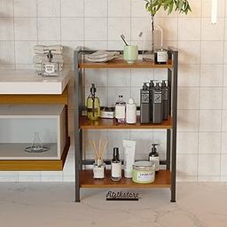 RIZIK STORE® 3-Layer Multipurpose Microwave Oven & OTG Stand | Kitchen Storage Shelf with Black Metal Frame | Engineered Wood Floor-Mount Rack for Kitchen & Home 90 x 39 x 60 cm (Design 1)-image-108