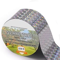 Lellow Bird Repellent Scare Tape - Holographic Ribbon for Effective Bird Deterrent - 4.8cm x 110m-image-1
