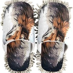 BOENLE Fox Look Up at The Stars Mop Slippers for Floor Cleaning Dust Duster House Kitchen Mop Shoes for Women Men-L-image-85