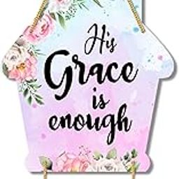 AR Creative His Grace Is Enough - Bible Verse Wall Hanging For Home Decoration, Bible Quotes MDF Wooden Wall Art, Bible Verse, Home, Office Decor, Wall Wood Hanger (21 inch x 8 inch)-image-2