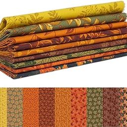 9Pcs Fat Quarter Bundle 100% Cotton DIY Making Supplies Quilting, Fabric for Quilting Patchwork Cushions Cotton Fabric for Patchwork 18" x 22" - Autumn Serenity-image-18