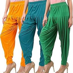 Womens Patiala Pants Pack of 3 Relaxed Fit Viscose Patiyala Salwar Harem Bottom Pants-image-7