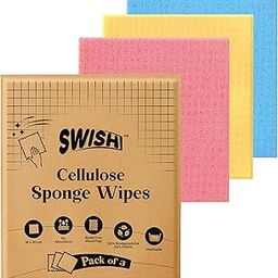 Swish Multi-Purpose Sponge Wipes (Pack of 3) | Reusable Kitchen Cleaning Sponge - 10x Absorbent | Multipupose Washable Sponge Wipes for Dry & Wet Use | Natural Cellulose Sponge Wipes for Kitchen-image-49