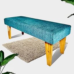 3 Seater Wooden Bench | Imported Indonesian Pine Wood & Upholstered Cushion | for Living Room, Dining Table, Entrance, Home Gym | 42 x 16 Inch - Termite & Waterproof-image-69