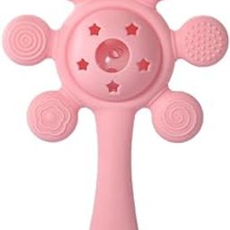 Silicone Baby Teether Rattle Toy, Star Pattern Design for Kids (Pink)-image-55