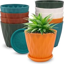 SRUNISH Set of 2, 6.3 Inch Flower Pots for Home Decoration, Indoor Plant Pots, Gardening Pots, Pots for Plants, Plastic Flower Pots for Garden Plants (Multicolors)-image-48