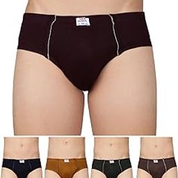Men's 100% Cotton Inner Elastic Regular Solid Brief | Pack of 5 |Colors & Print May Vary-image-11