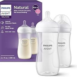 Philips Avent Natural Baby Feeding Bottle | No.1 Brand Recommended by Moms Worldwide | Ideal for 3 months+| Natural Response Technology Mimics Breastfeeding | Uniquely Designed Nipple releases milk only when baby drinks | Pack of 2 | SCY906/02-21