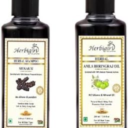 Herbigiri Herbal Ayurvedic Hair Care Kit - Shikakai Shampoo + Amla Bhringraj Hair oil 210 ml each (2 Items in the set)-11