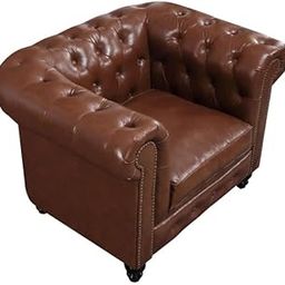 ES ESPINHO ESP15 Solid Sal Wood Leatherette Upholstered Button Tufted Chesterfield 1 Seater Sofa Set for Living Room, Dark Brown Color-image-69