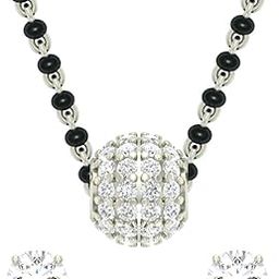 925 Sterling Silver Ball Mangalsutra Earring Chain Jewellery Set | Platinum Plated, Swiss Zirconia | Gift for Wife-image-39
