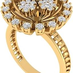 Gold Plated Pure 925 Sterling Silver Floral Ring | Diamond Ring for Women and Girls | Model RSY00239-image-94