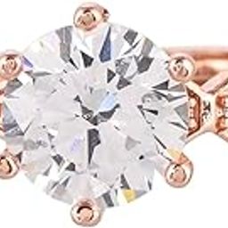 VoyllaSix Prong Setting Silver Plated Round Cut Zircon Adorned Brass Ring-image-53