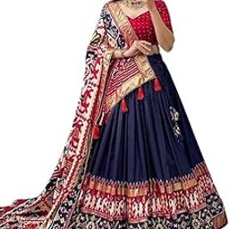 Lehenga Choli For Women Tussar Silk With Patola Print With Foil Work (Navy Blue)-picture-11