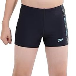 Speedo Boy's Endurance Sports Logo Panel Aquashort - Black & Fluo Green-image-85