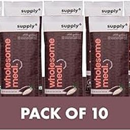 SUPPLY6 Plant Based Wholesome Chocolate Meal Replacement Powder for Essential Nutrition & Weight Management - 100 gm Each (Pack of 10)-13